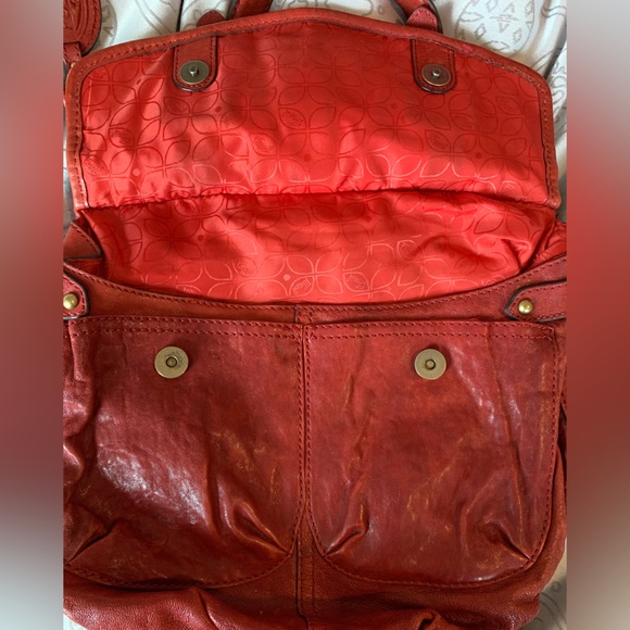 Fossil crossbody/shoulder bag, leather, Vintage, red leather, mailman style Bag - Picture 11 of 15